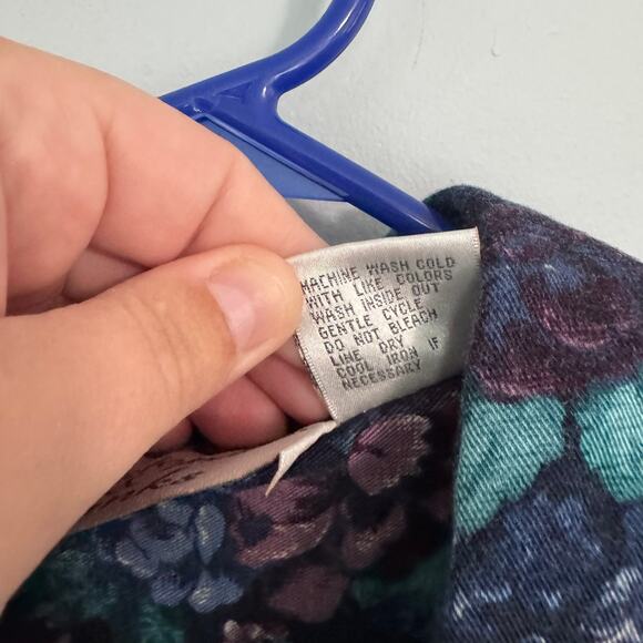 Vintage Christopher & Banks Jewel Tone 90s Floral Button Down Shirt Size Large - Picture 6 of 7